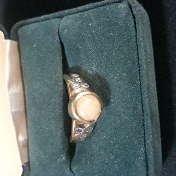 Genuine Ethiopian Opal and Tanzanite Ring sz8. 14K Gold Plated.  .925 - Picture 2 of 10